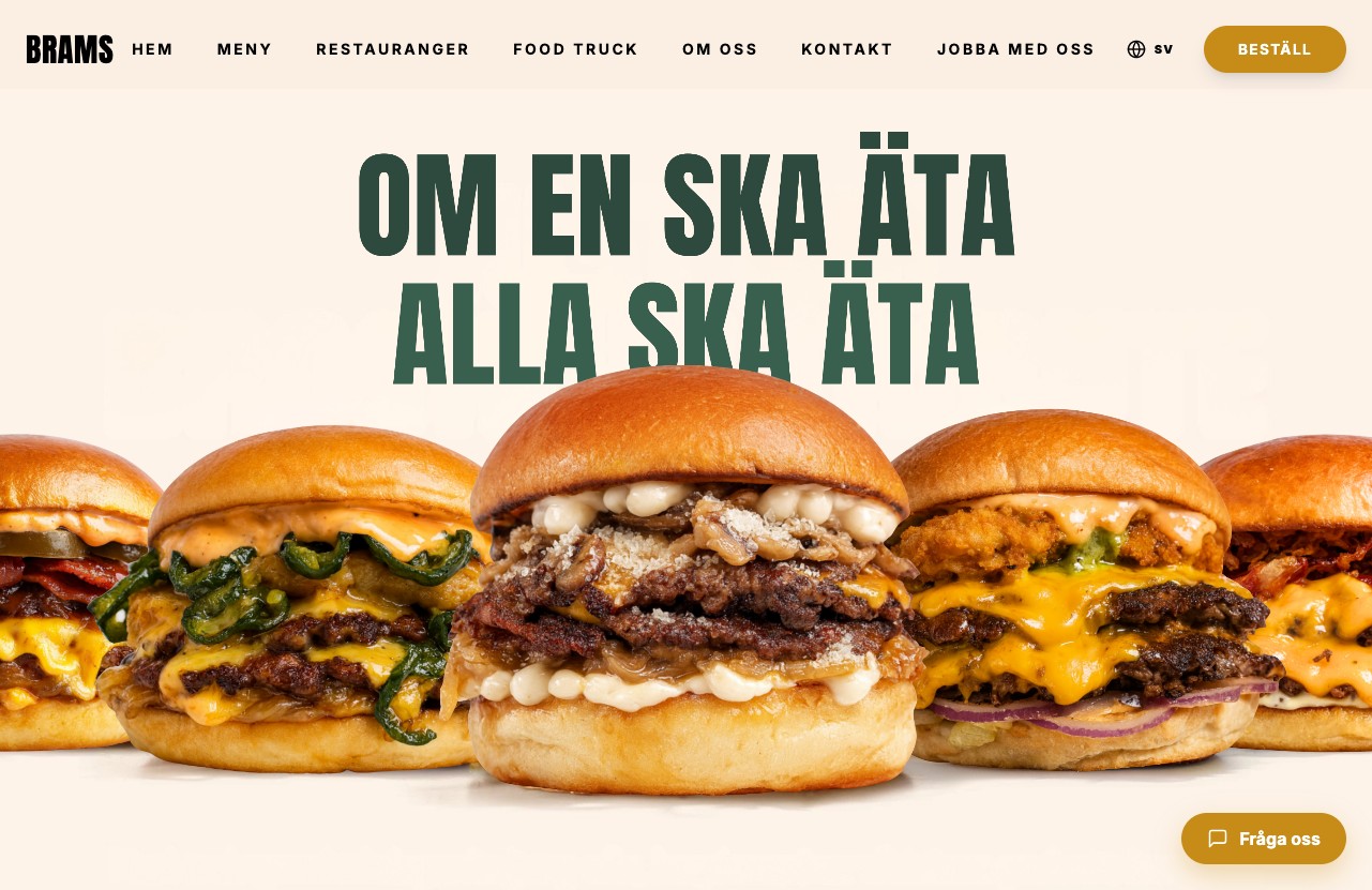 Brams Burgers hemsida