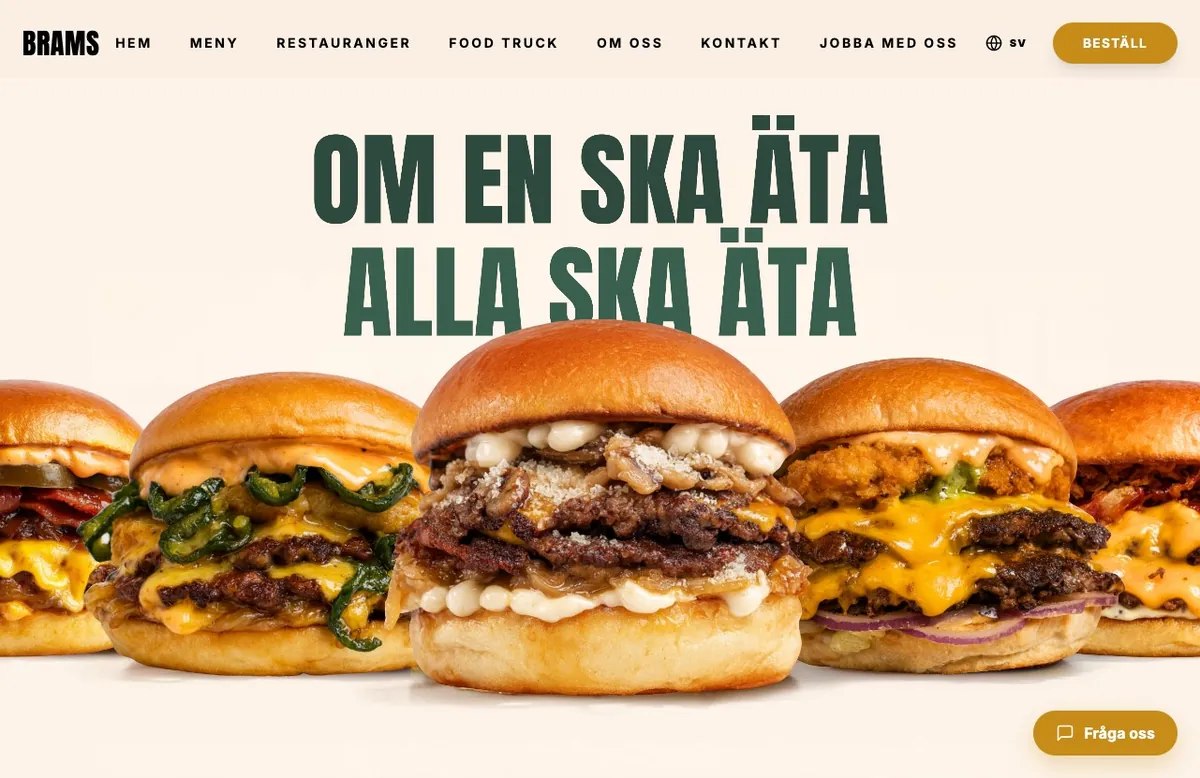 Brams Burgers hemsida